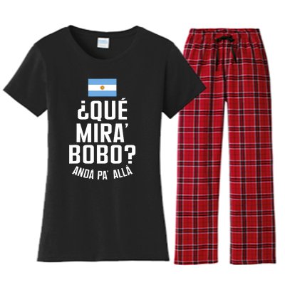 Qué Miras Bobo Qué Mirás Bobo, Andá Pa' Allá Funny Speech Flag Design Women's Flannel Pajama Set