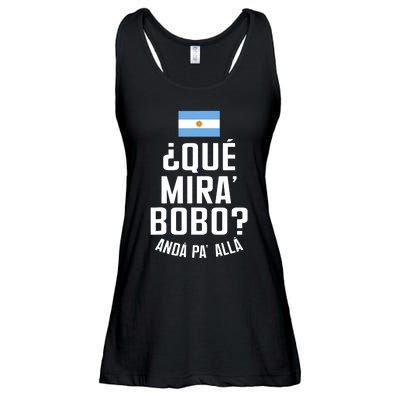 Qué Miras Bobo Qué Mirás Bobo, Andá Pa' Allá Funny Speech Flag Design Ladies Essential Flowy Tank