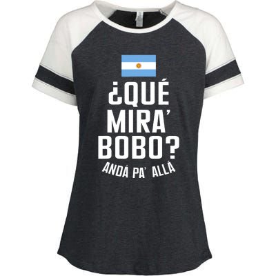 Qué Miras Bobo Qué Mirás Bobo, Andá Pa' Allá Funny Speech Flag Design Enza Ladies Jersey Colorblock Tee