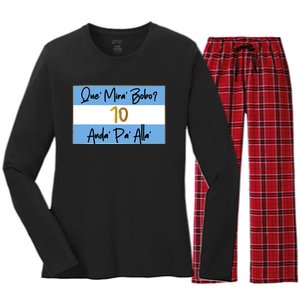 Que Mira Bobo Viral Argentina Funny Women's Long Sleeve Flannel Pajama Set 