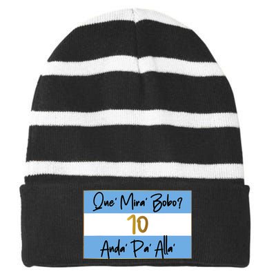 Que Mira Bobo Viral Argentina Funny Striped Beanie with Solid Band