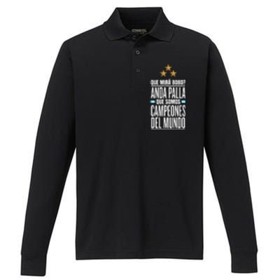 Que Miras Bobo? Argentina Campeones Del Mundo Performance Long Sleeve Polo