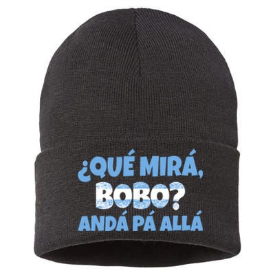 Qué Miras Bobo Andá Pa' Allá Bobo Argentina Funny Meme Sustainable Knit Beanie