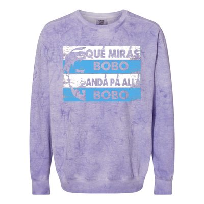 Qué Mirás Bobo, Andá Pa' Allá Funny Speech Messi Design Colorblast Crewneck Sweatshirt