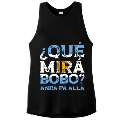 Qué Mirás Bobo, Andá Pa' Allá Funny Speech Argentina Flag Vintage Ladies PosiCharge Tri-Blend Wicking Tank