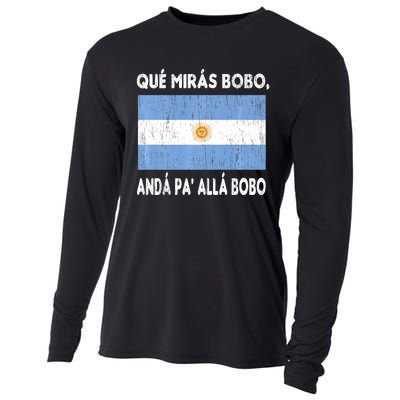 Qué Mirás Bobo, Andá Pa' Allá Funny Sarcastic Speech Argentina Flag Cooling Performance Long Sleeve Crew