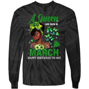 Queen March Birthday Black African American St Patricks day Tie-Dye Long Sleeve Shirt