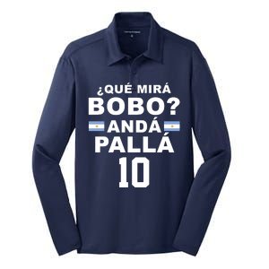 Qué Mira Bobo Anda Palla 10 Argentina Soccer Silk Touch Performance Long Sleeve Polo