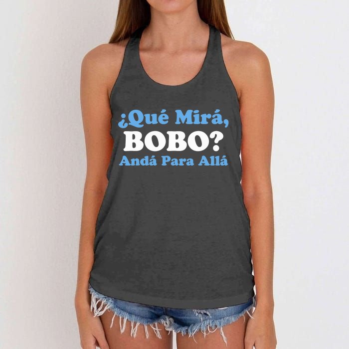 Qué Miras Bobo Qué Mira Bobo Meme Argentina Flag Funny Women's Knotted Racerback Tank