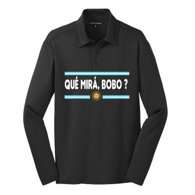 Qué Miras Bobo ? Tee Funny Saying Humor Qué Miras Bobo Silk Touch Performance Long Sleeve Polo