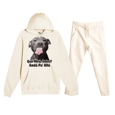 Que Miras Bobo Funny Pitbull Dog Funny Haters Premium Hooded Sweatsuit Set