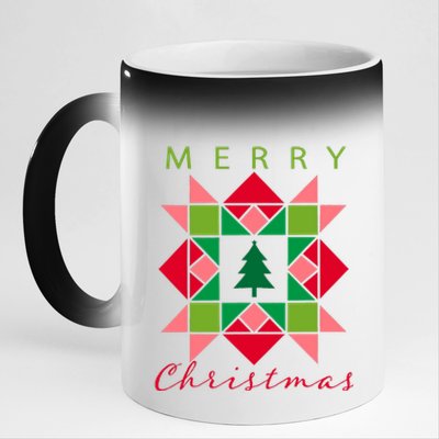 Quilter Merry Christmas Tree Quilt Block Quilting 11oz Black Color Changing Mug