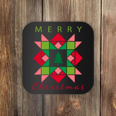 Quilter Merry Christmas Tree Quilt Block Quilting Coaster