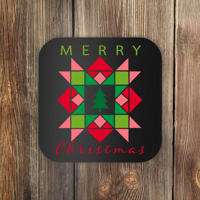 Quilter Merry Christmas Tree Quilt Block Quilting Coaster