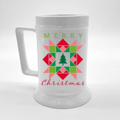 Quilter Merry Christmas Tree Quilt Block Quilting Beer Stein