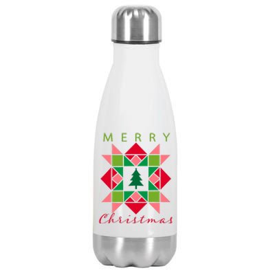 Quilter Merry Christmas Tree Quilt Block Quilting Stainless Steel Insulated Water Bottle