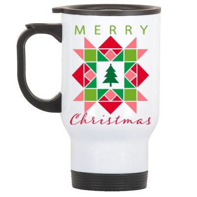 Quilter Merry Christmas Tree Quilt Block Quilting Stainless Steel Travel Mug