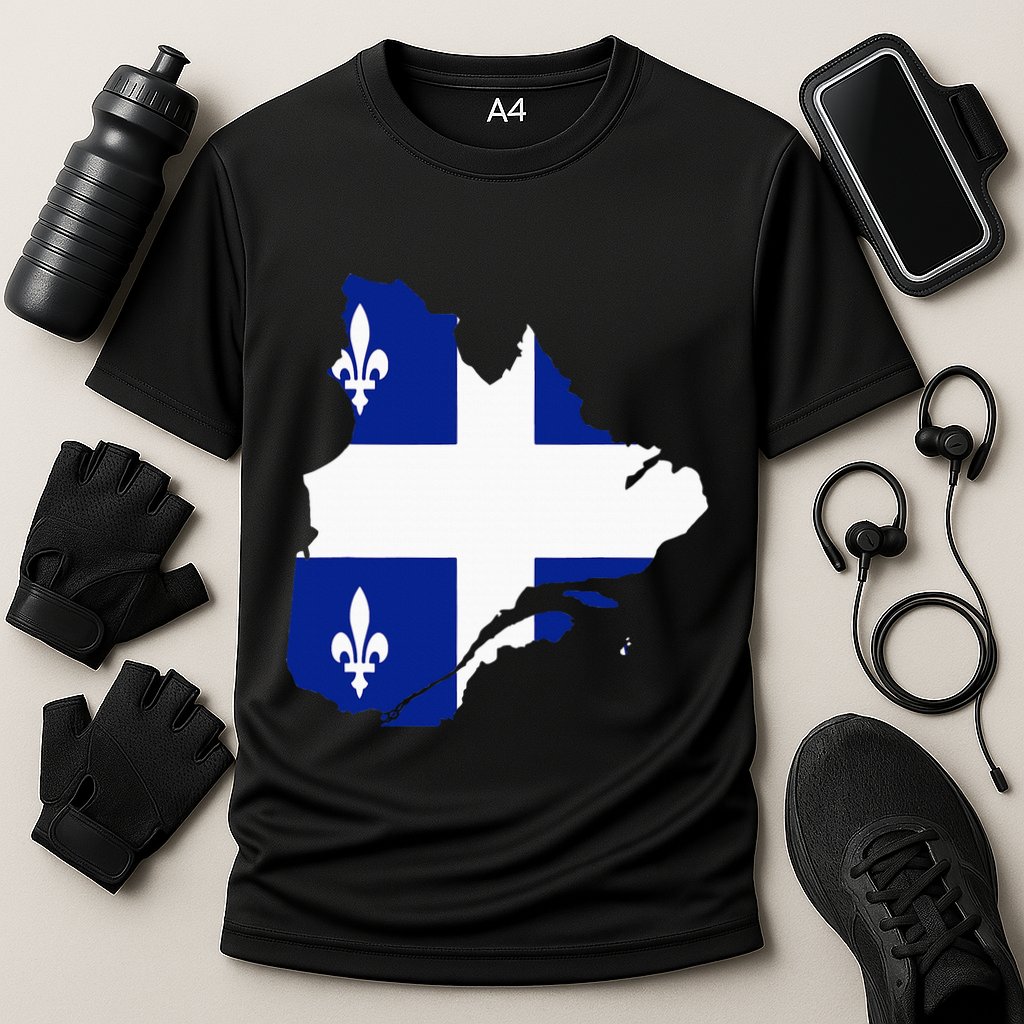 Quebec Map Flag Drapeau Carte QuéBec (Fleurdelisé) Performance Shirt