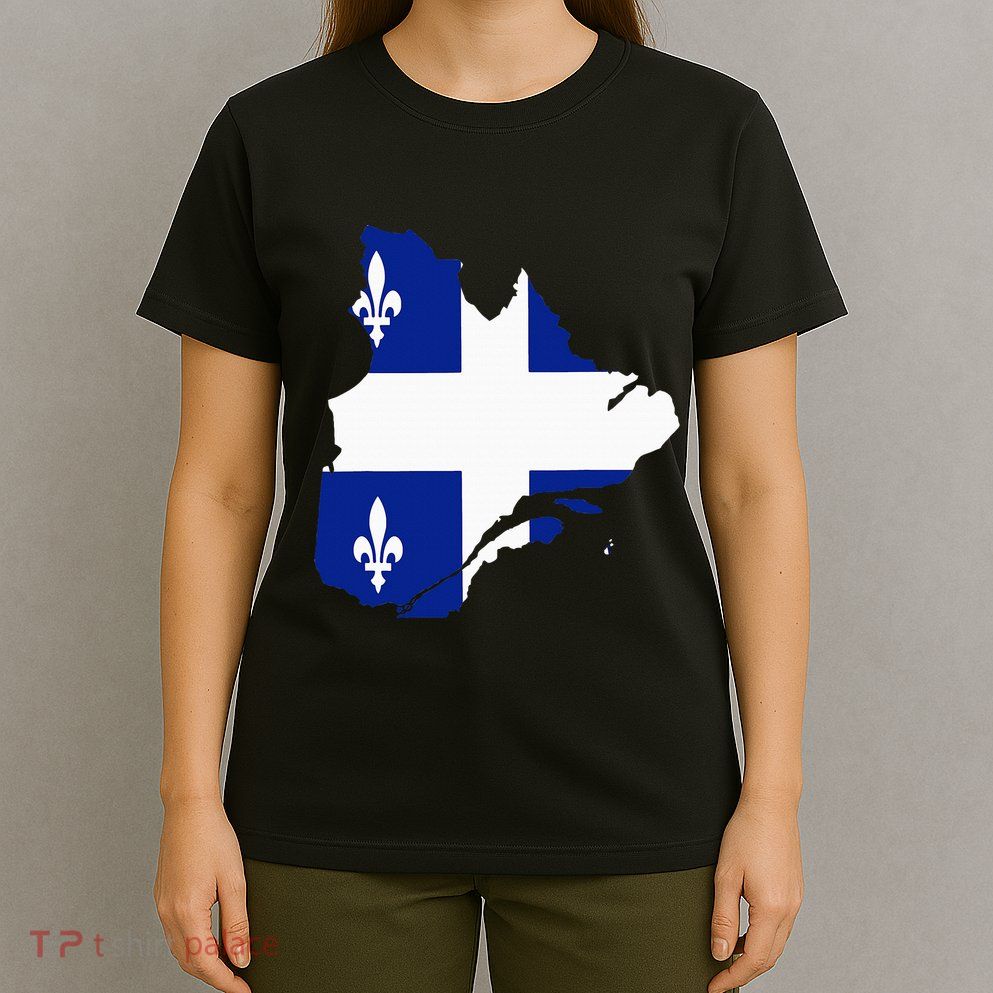 Quebec Map Flag Drapeau Carte QuéBec (Fleurdelisé) T-Shirt