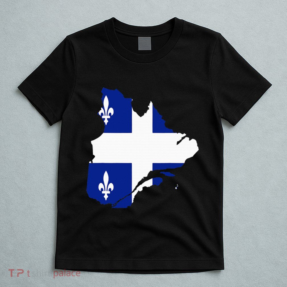 Quebec Map Flag Drapeau Carte QuéBec (Fleurdelisé) T-Shirt