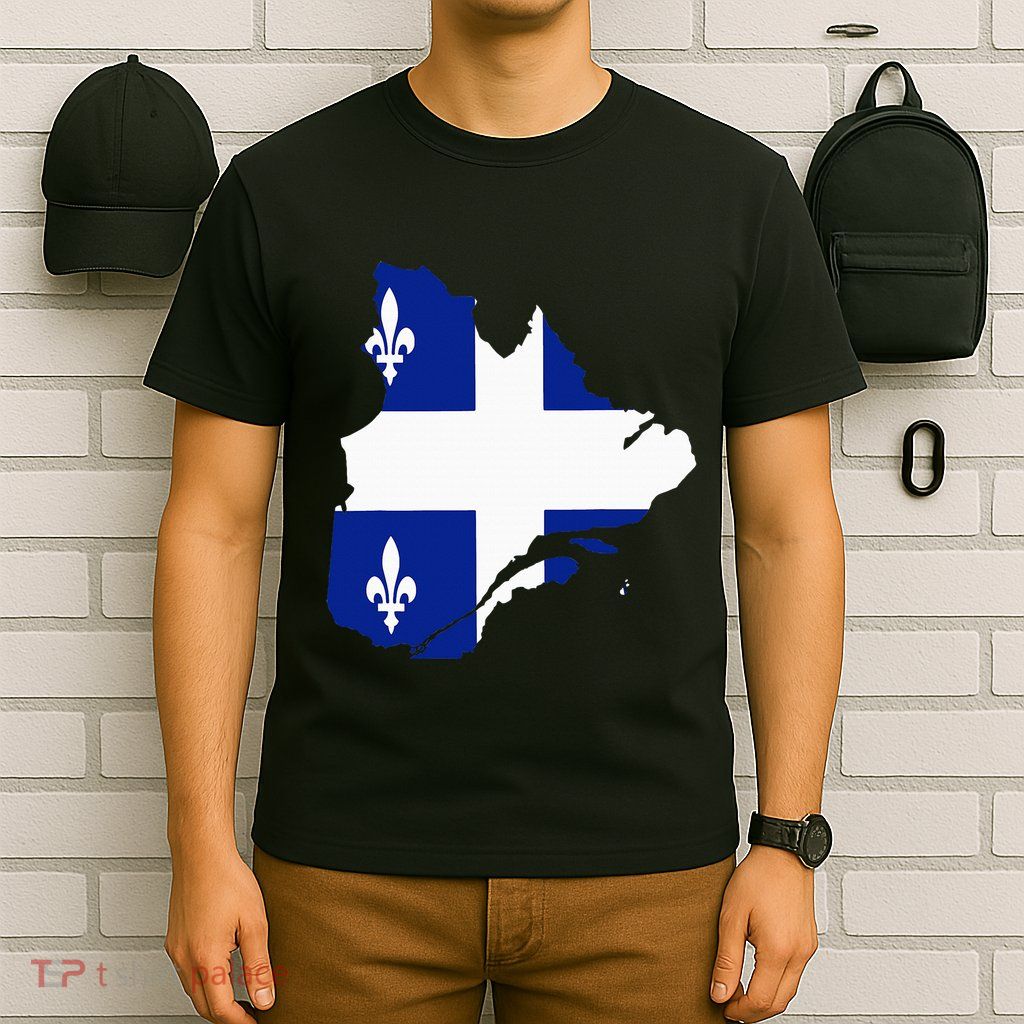 Quebec Map Flag Drapeau Carte QuéBec (Fleurdelisé) T-Shirt