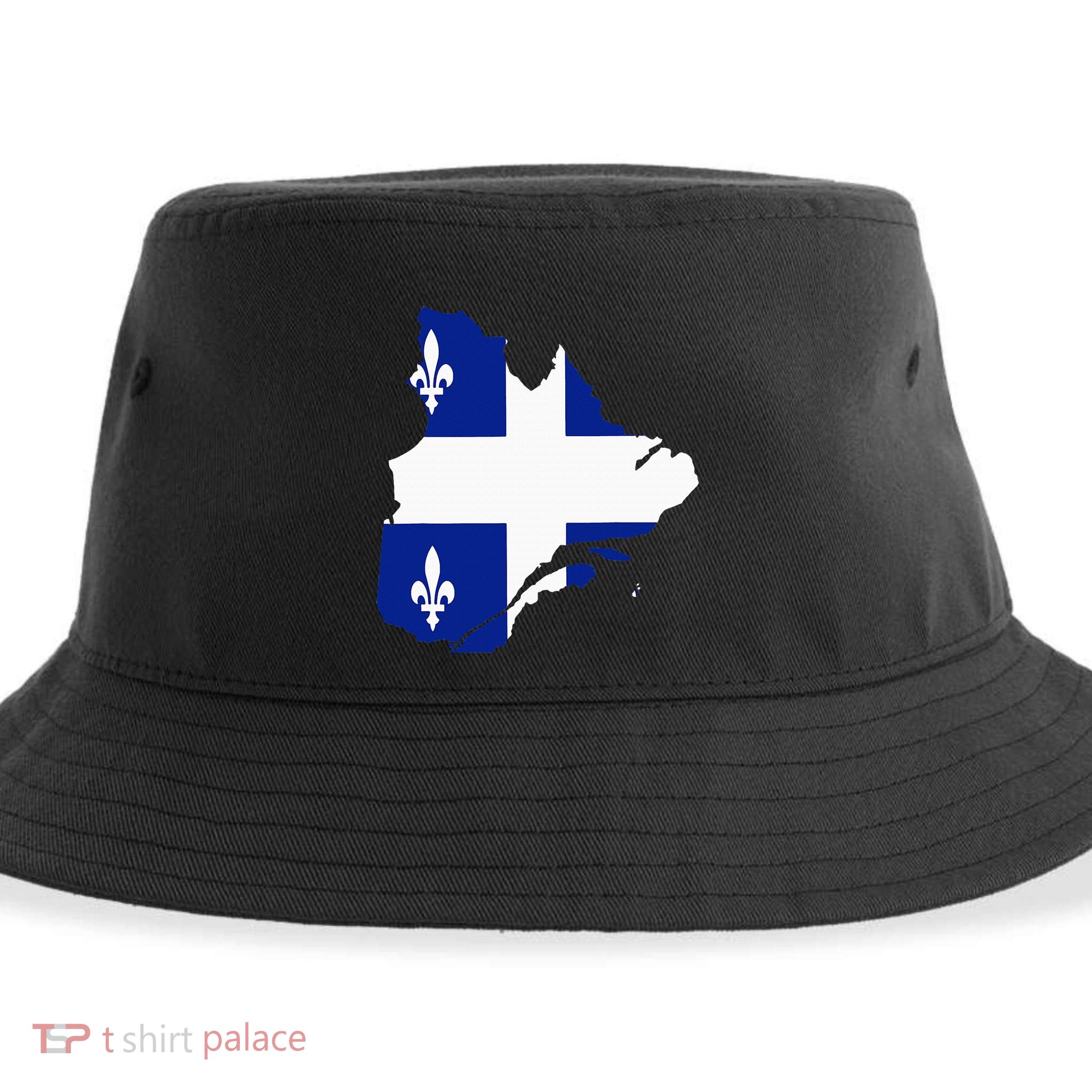 Quebec Map Flag Drapeau Carte QuéBec (Fleurdelisé) Sustainable Bucket Hat