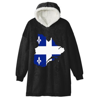 Quebec Map Flag Drapeau Carte QuéBec (Fleurdelisé) Hooded Wearable Blanket