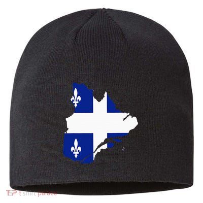 Quebec Map Flag Drapeau Carte QuéBec (Fleurdelisé) Sustainable Beanie