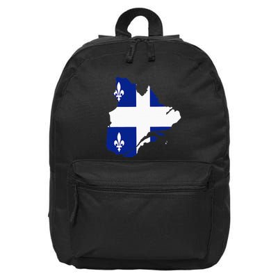 Quebec Map Flag Drapeau Carte QuéBec (Fleurdelisé) 16 in Basic Backpack
