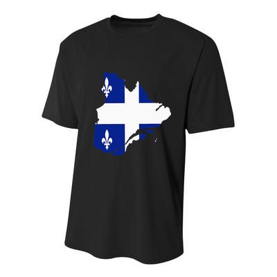 Quebec Map Flag Drapeau Carte QuéBec (Fleurdelisé) Youth Performance Sprint T-Shirt