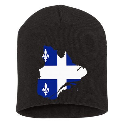 Quebec Map Flag Drapeau Carte QuéBec (Fleurdelisé) Short Acrylic Beanie