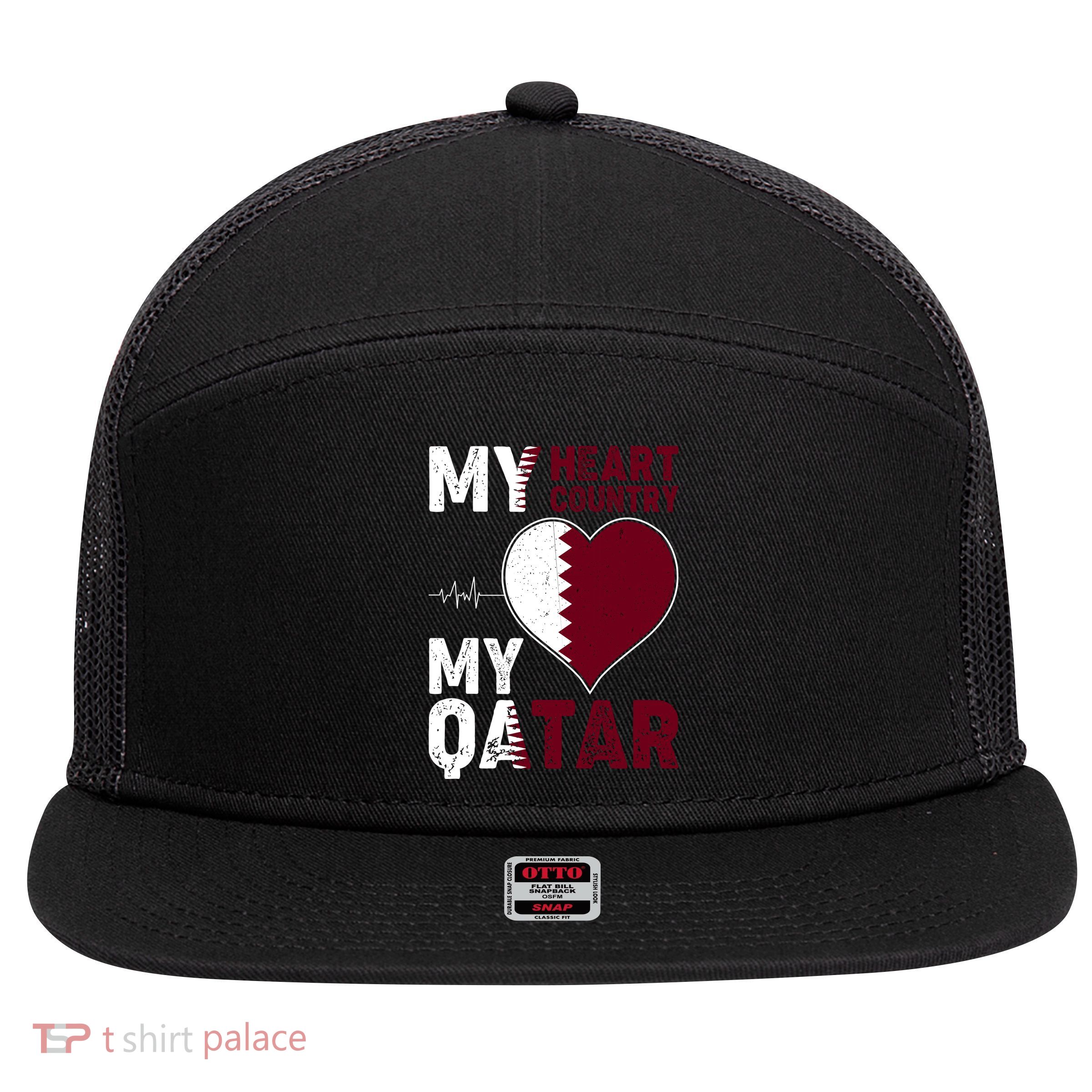 Qatar My Heart My Country 7 Panel Mesh Trucker Snapback Hat