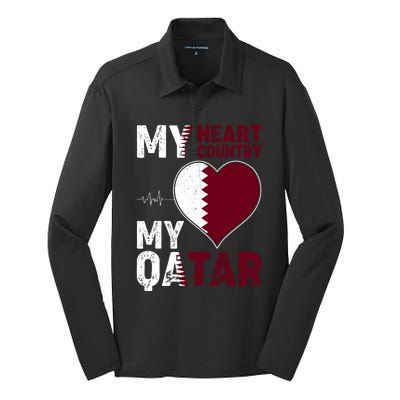 Qatar My Heart My Country Silk Touch Performance Long Sleeve Polo