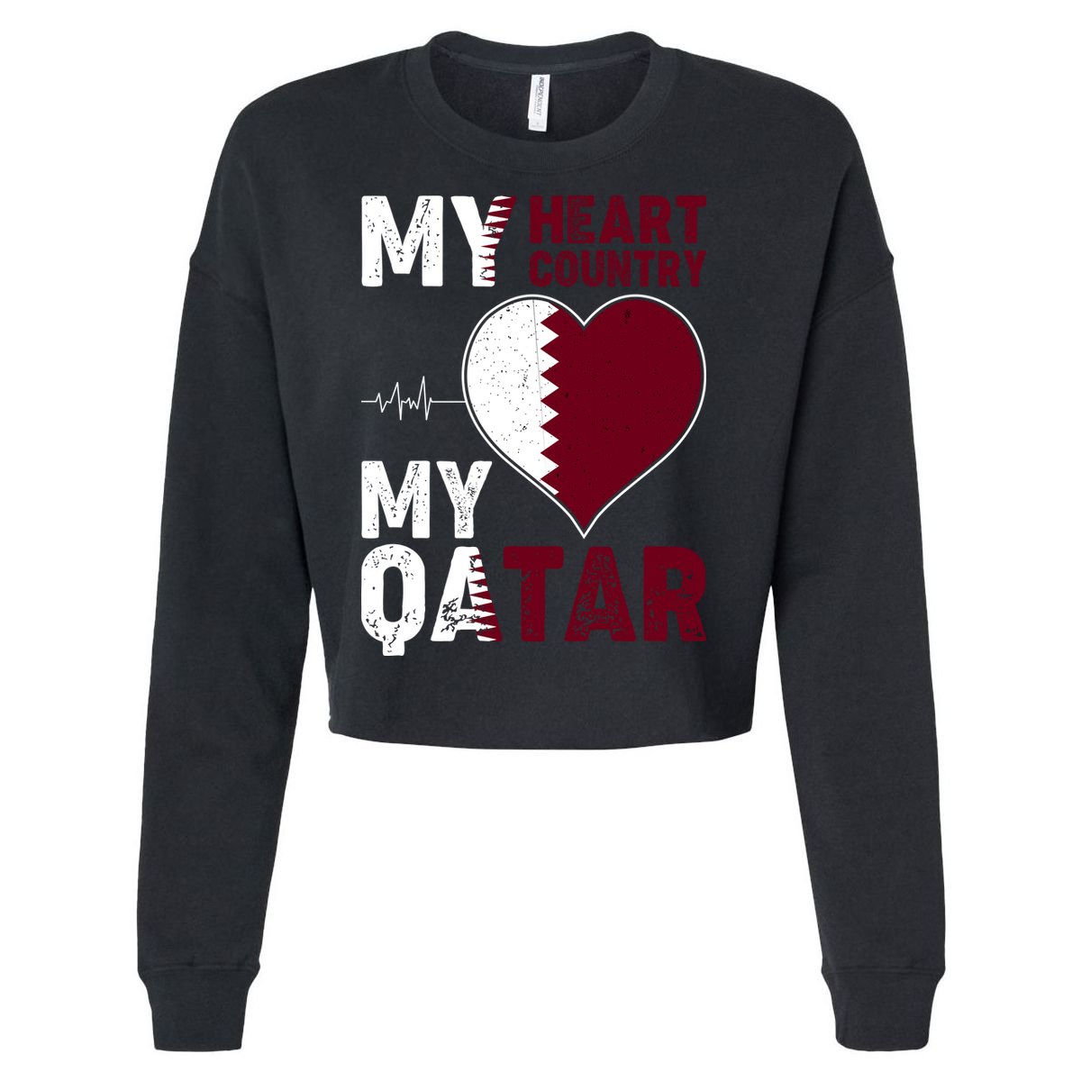 Qatar My Heart My Country Cropped Pullover Crew