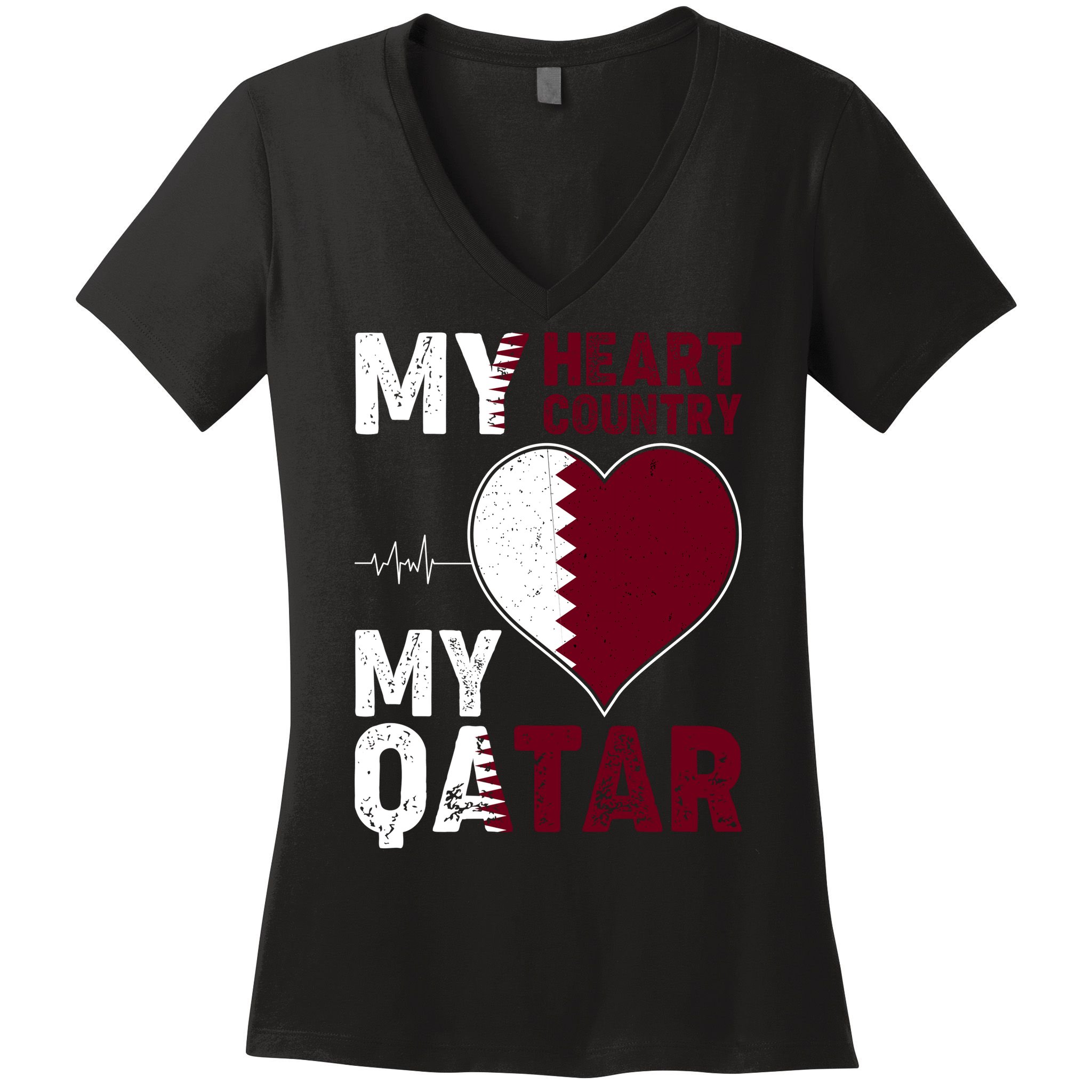 Qatar My Heart My Country Women's V-Neck T-Shirt