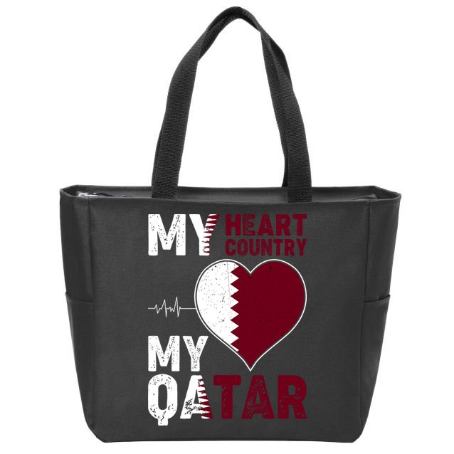 Qatar My Heart My Country Zip Tote Bag