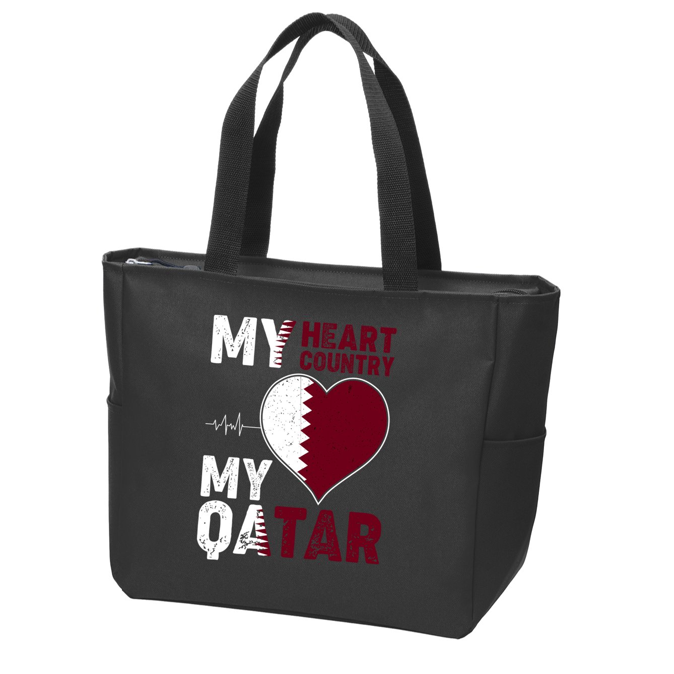 Qatar My Heart My Country Zip Tote Bag