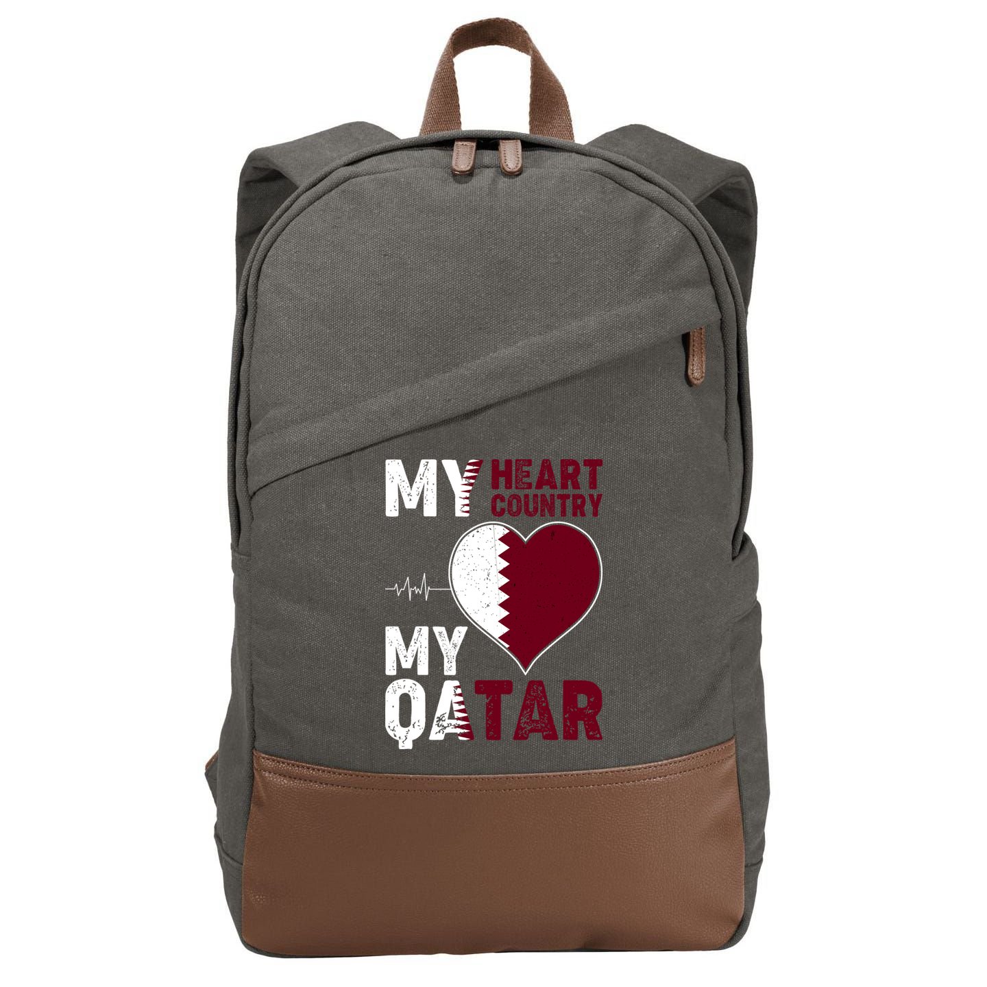 Qatar My Heart My Country Cotton Canvas Backpack