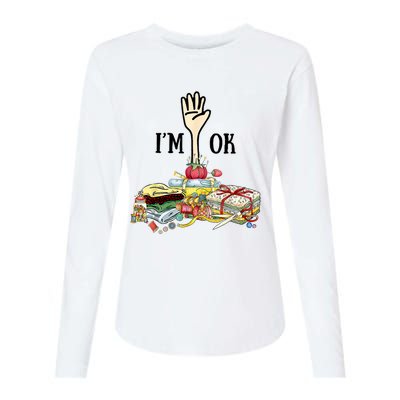 Quilting Machine Im Ok Funny Womens Cotton Relaxed Long Sleeve T-Shirt