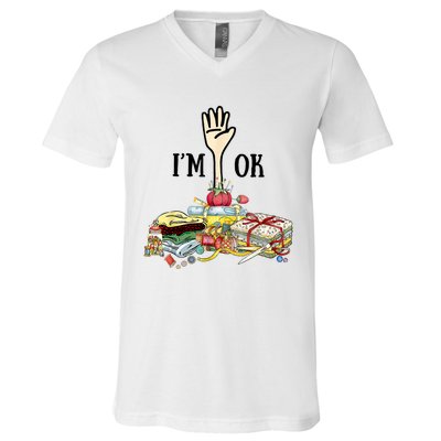 Quilting Machine Im Ok Funny V-Neck T-Shirt