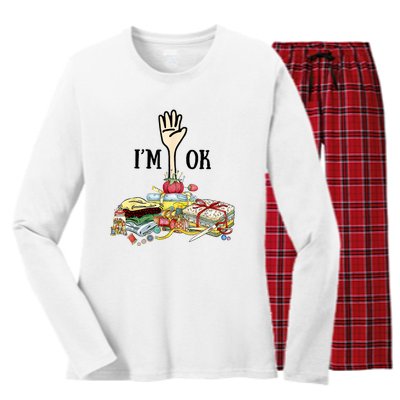 Quilting Machine Im Ok Funny Women's Long Sleeve Flannel Pajama Set 