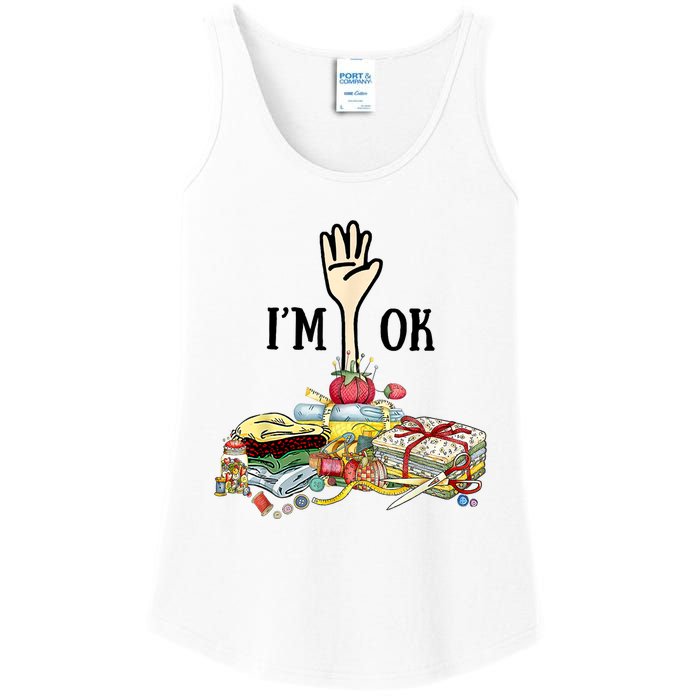 Quilting Machine Im Ok Funny Ladies Essential Tank