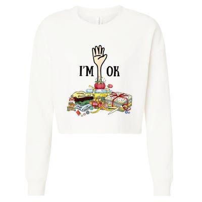 Quilting Machine Im Ok Funny Cropped Pullover Crew