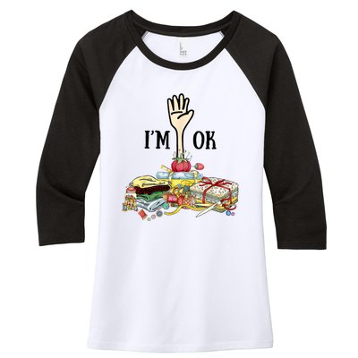 Quilting Machine Im Ok Funny Women's Tri-Blend 3/4-Sleeve Raglan Shirt