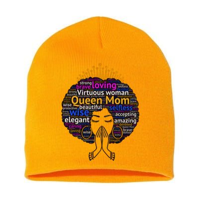 Queen Mom Mothers Day T With Afro Funny Gift Short Acrylic Beanie