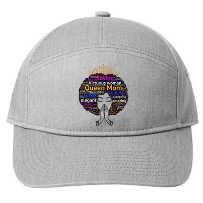 Queen Mom Mothers Day T With Afro Funny Gift 7-Panel Snapback Hat