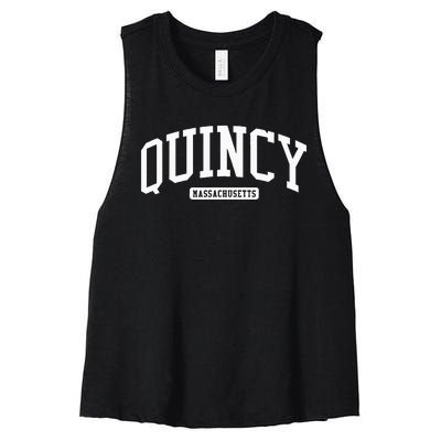 Quincy Massachusetts Ma College Style Women's Racerback Cropped Tank