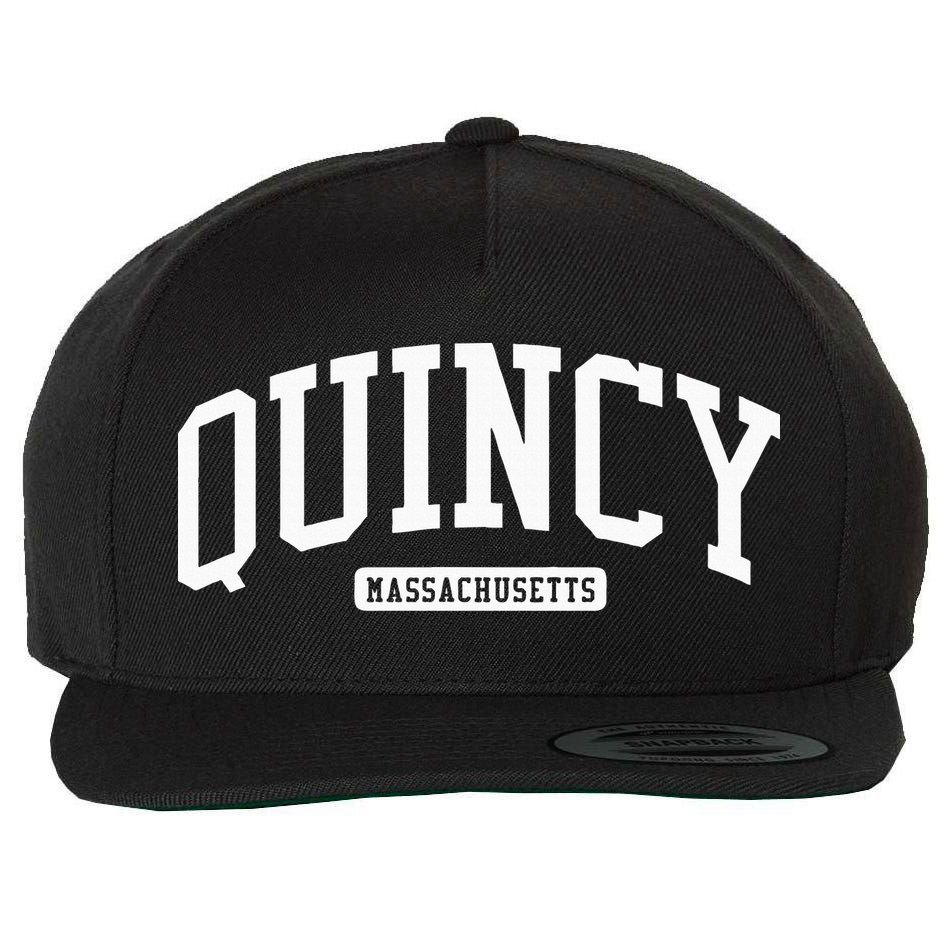 Quincy Massachusetts Ma College Style Wool Snapback Cap