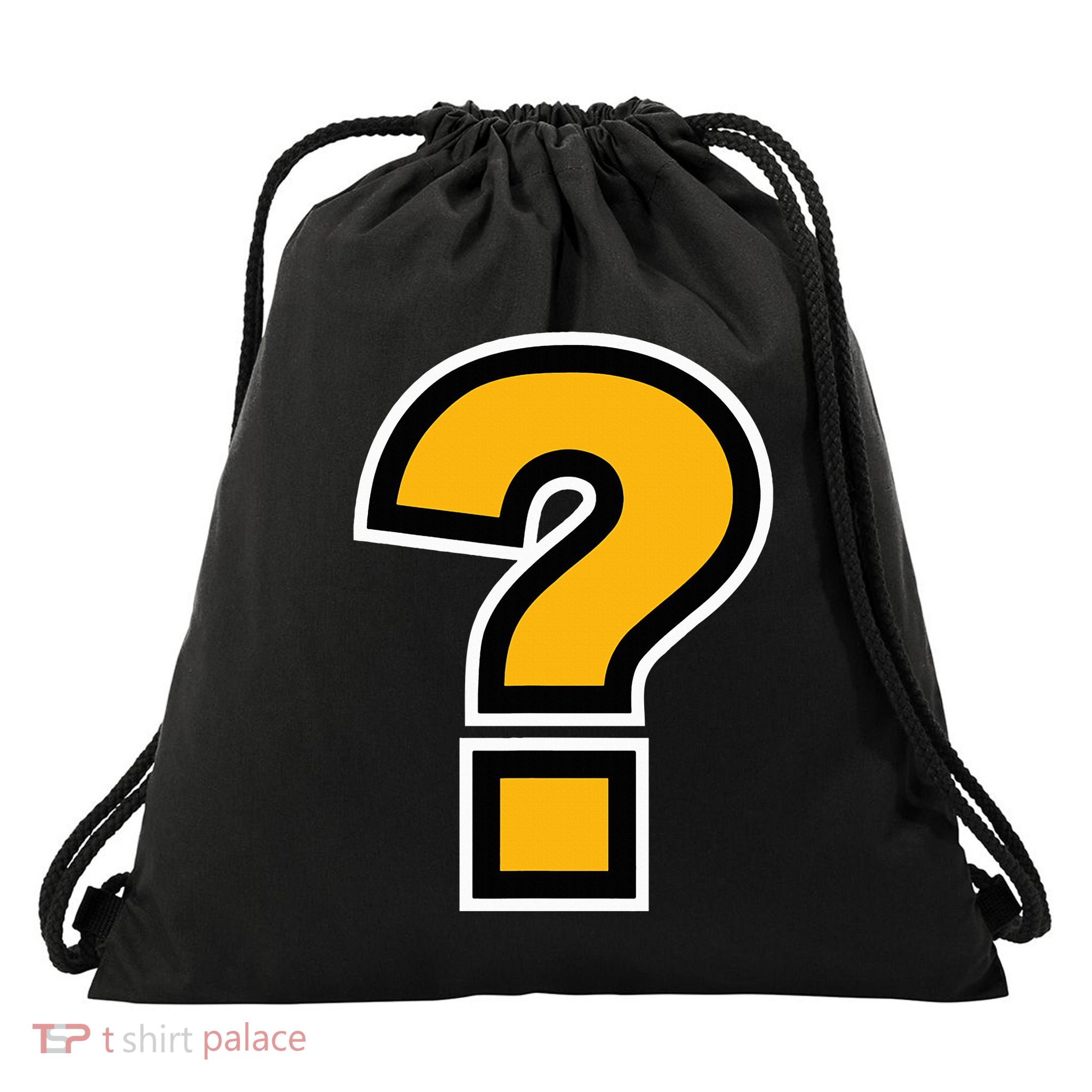 Question Mark Drawstring Bag