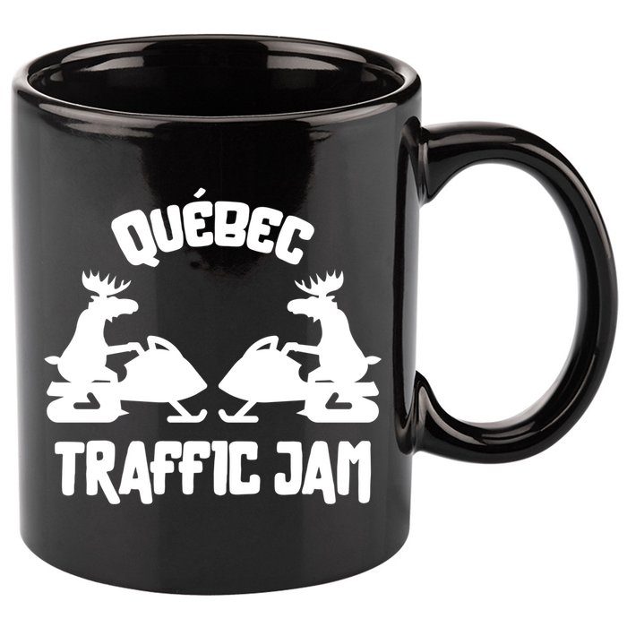 Quebec Moose Snowmobile Traffic Jam For Rider Gift 11oz C Handle Ceramic Mug
